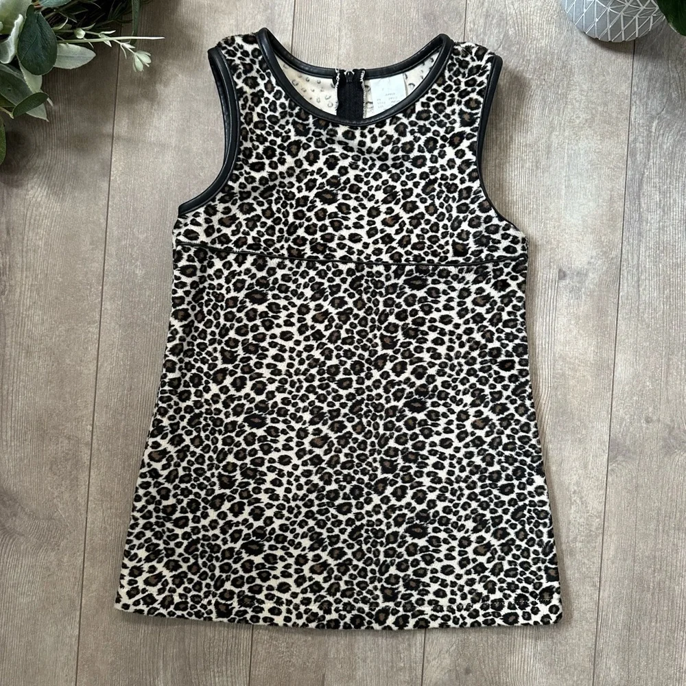 Vintage 90s Prana Girls Leopard Print Jumper Dress Size 5/6